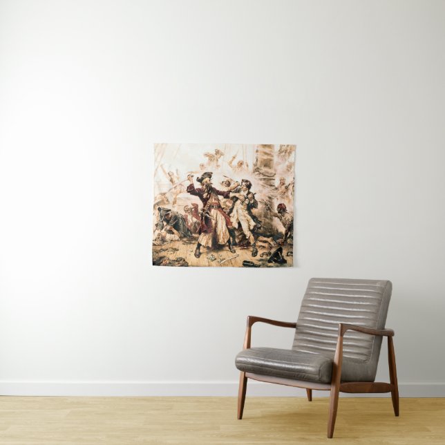 Capture, Pirate Blackbeard, Queen Anne's Revenge Tapestry (In Situ (Horizontal))