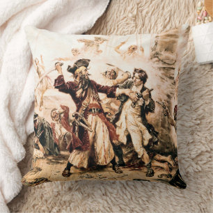 Capture, Pirate Blackbeard, Queen Anne's Revenge Throw Pillow