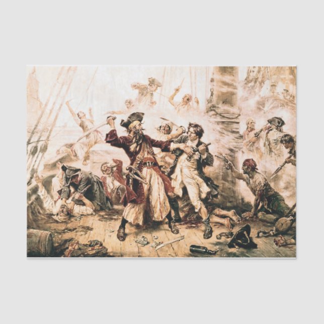 Capture, Pirate Blackbeard, Queen Anne's Revenge Tissue Paper (Front)
