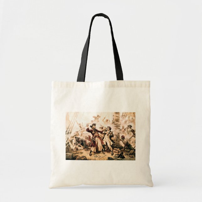 Capture, Pirate Blackbeard, Queen Anne's Revenge Tote Bag (Front)