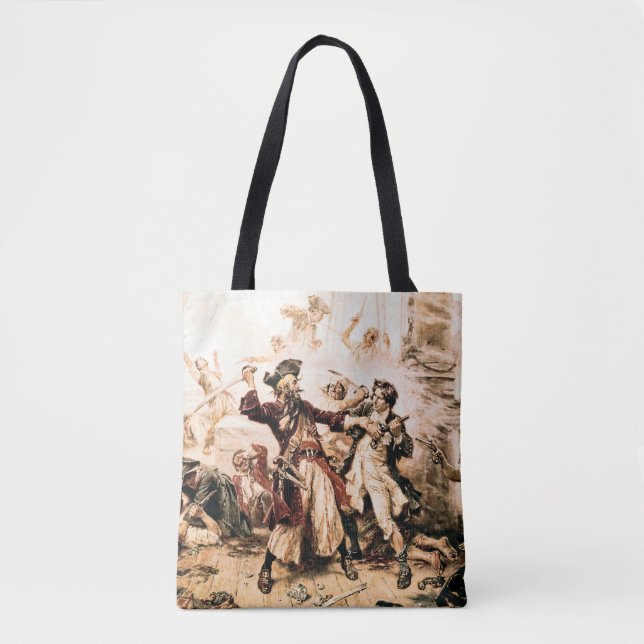 Capture, Pirate Blackbeard, Queen Anne's Revenge Tote Bag (Front)