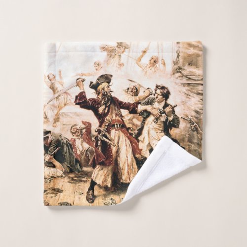 Capture Pirate Blackbeard Queen Annes Revenge Wash Cloth