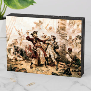 Capture, Pirate Blackbeard, Queen Anne's Revenge Wooden Box Sign