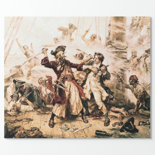 Capture Pirate Blackbeard Queen Annes Revenge Wrapping Paper