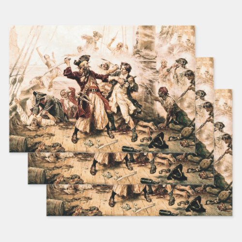 Capture Pirate Blackbeard Queen Annes Revenge Wrapping Paper Sheets