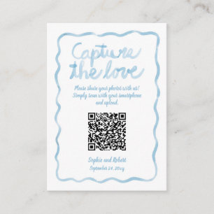 Capture Share Photos QR Code Wavy Blue Frame Enclosure Card