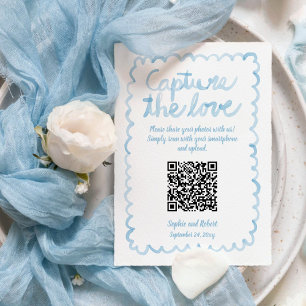 Capture Share Photos QR Code Whimsical Blue Frame Enclosure Card