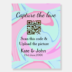 Capture the love add QR scan marble pink blue mix Foam Board