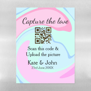 Capture the love add QR scan marble pink blue mix Magnetic Dry Erase Sheet