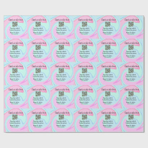 Capture the love add QR scan marble pink blue mix Wrapping Paper