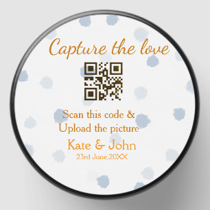 Capture the love add QR scan upload picture blue o Mini Candle Favors