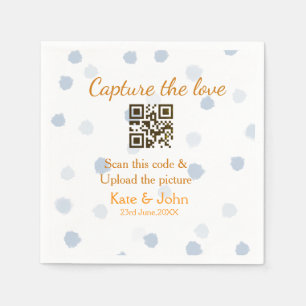 Capture the love add QR scan upload picture blue o Napkins