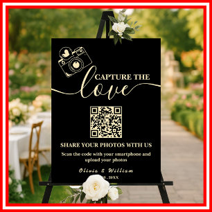 Capture The Love Black Butter Yellow QR Code Sign