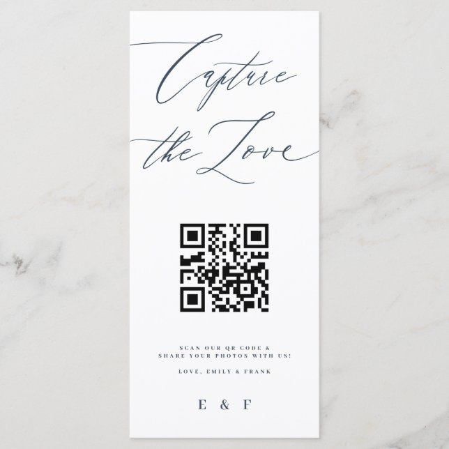 Capture the Love | Blue White Monogram Photo Sign Menu (Front)