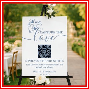 Capture The Love Dusty Blue QR Code Wedding Sign