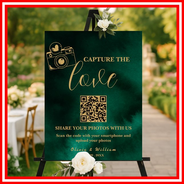 Capture The Love Emerald Green & Gold QR Sign (Creator Uploaded)