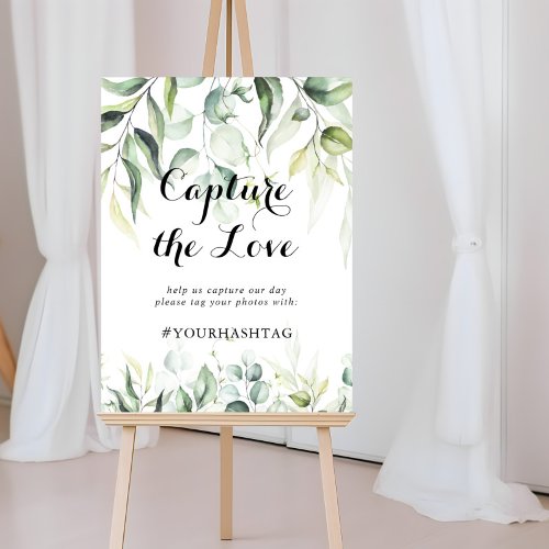 Capture the Love Hashtag Watercolor Eucalyptus  Poster
