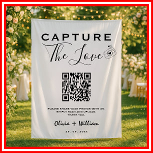 Capture The Love Modern QR Code Wedding Backdrop