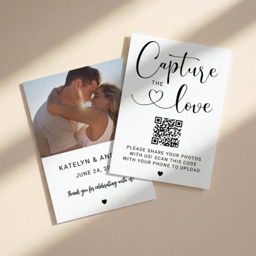 Capture the Love Modern Script QR Photo Business Card