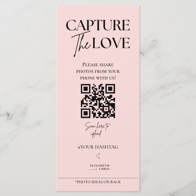 Capture The Love Photo I Spy Wedding Game scavenge Menu (Front)