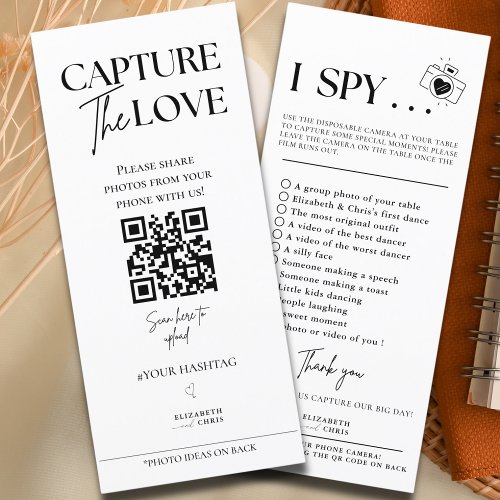 Capture The Love Photo I Spy Wedding Game scavenge Menu