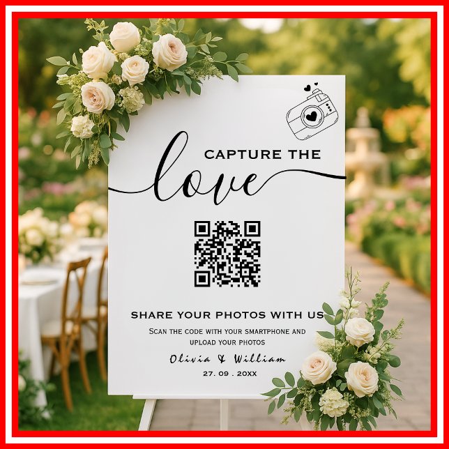 Capture The Love Photo QR Code Modern Wedding Sign (Creator Uploaded)