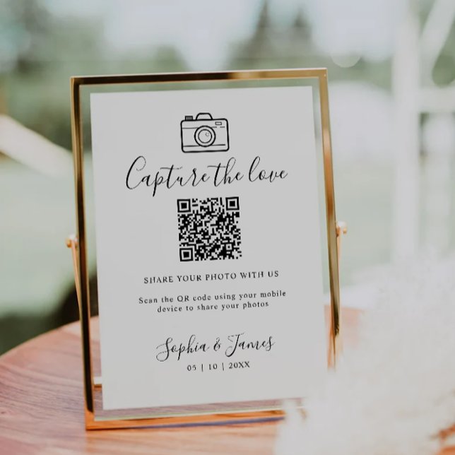 Capture The Love Photo Share QR Code Wedding Sign Invitation (Capture The Love Photo Share QR Code Wedding Sign Invitation)
