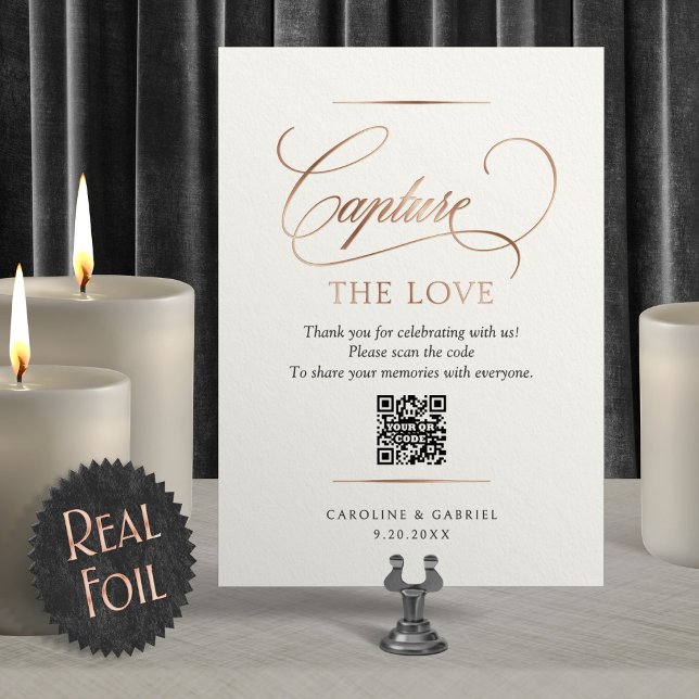 Capture the Love Photo Share Wedding Sign Foil Invitation (Creator Uploaded)