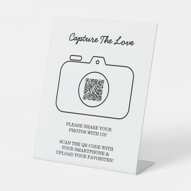 Capture The Love Photo Sharing QR Code  Pedestal Sign (Front)