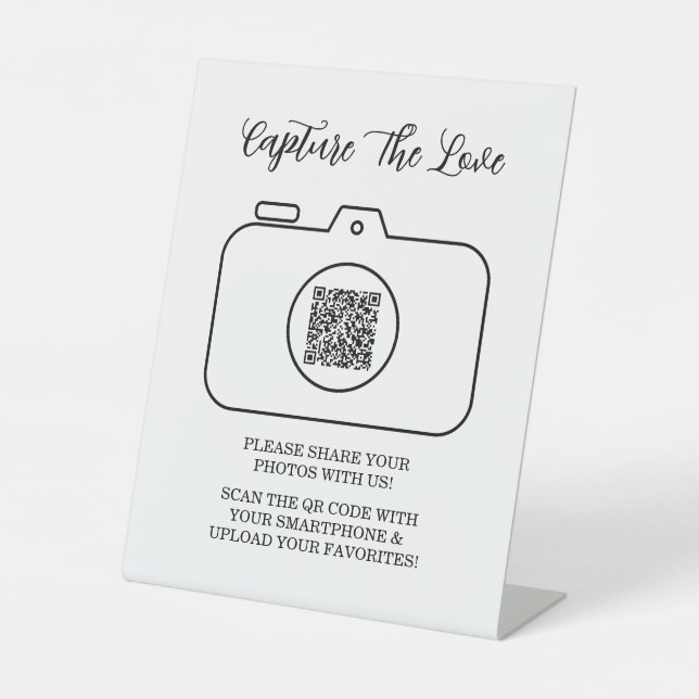 Capture The Love Photo Sharing QR Code  Pedestal Sign (Front)