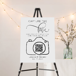 Capture The Love Qr Code Black Chic Modern Wedding Foam Board
