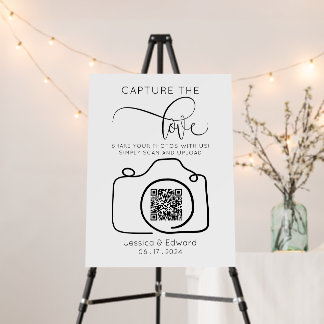 Capture The Love Qr Code Black Chic Modern Wedding Foam Board