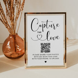 Capture the Love QR Code Heart Script Wedding Sign Invitation