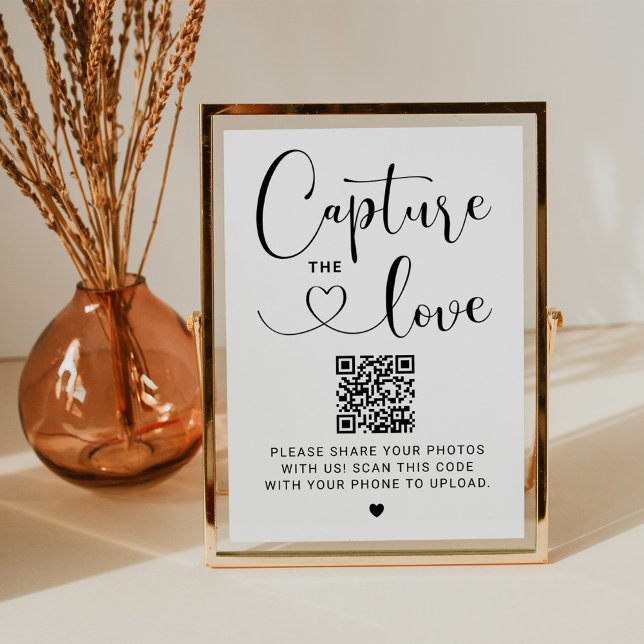 Capture the Love QR Code Heart Script Wedding Sign Invitation (Creator Uploaded)