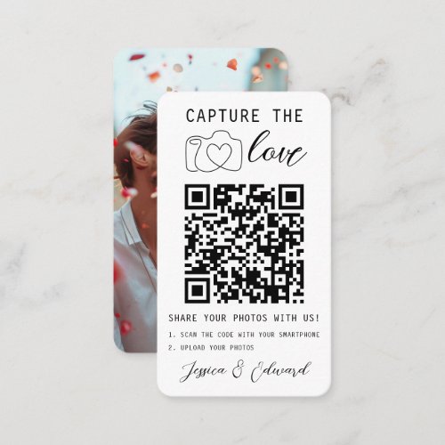 Capture The Love Qr Code Photo Modern Wedding Place Card