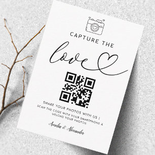 Capture The Love Qr Code Photo Wedding Sign Enclosure Card
