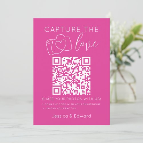 Capture The Love Qr Code Pink Chic Modern Wedding