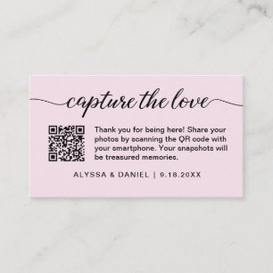 Capture the love QR code wedding photo share pink Enclosure Card