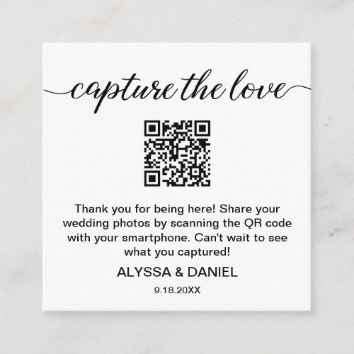 Capture the love QR code wedding photo sharing  Enclosure Card