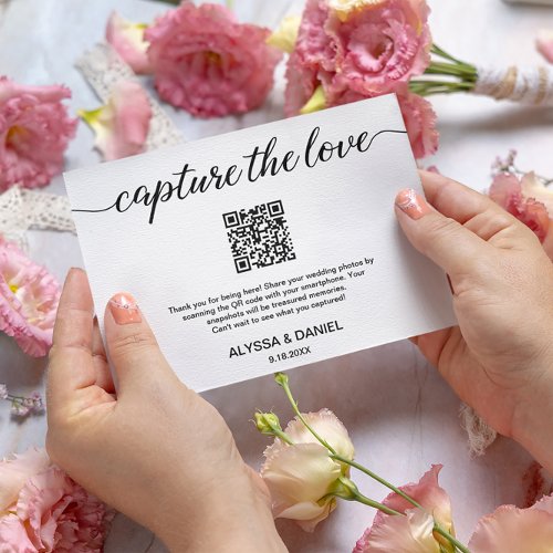 Capture the love QR code wedding photo sharing Enclosure Card