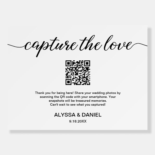Capture the love QR code wedding photo sharing Foam Board (Front)