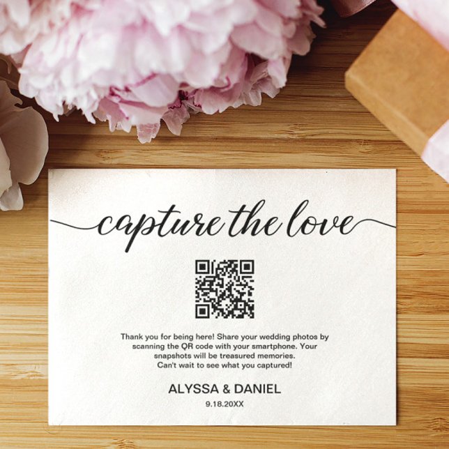 Capture the love QR code wedding photo sharing Invitation (Capture the Love QR code smaller enclosure wedding photo share card.)