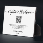 Capture the love QR code wedding photo sharing Plaque<br><div class="desc">Introducing our "Custom QR Code Wedding Photo Sharing easel plaque" – a personalized and convenient way to encourage guests to share their photos from your special day. This easel plaque features a custom QR code that guests can scan to easily access your wedding photo sharing platform. Customize every detail to...</div>