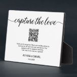 Capture the love QR code wedding photo sharing Plaque<br><div class="desc">Introducing our "Custom QR Code Wedding Photo Sharing easel plaque" – a personalized and convenient way to encourage guests to share their photos from your special day. This easel plaque features a custom QR code that guests can scan to easily access your wedding photo sharing platform. Customize every detail to...</div>
