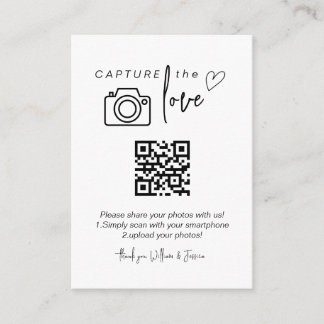 Capture the Love QR Code, Wedding Photo Signs Enclosure Card