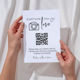 Capture the Love QR Code, Wedding Photo Signs Enclosure Card