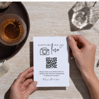 Capture the Love QR Code, Wedding Photo Signs Enclosure Card
