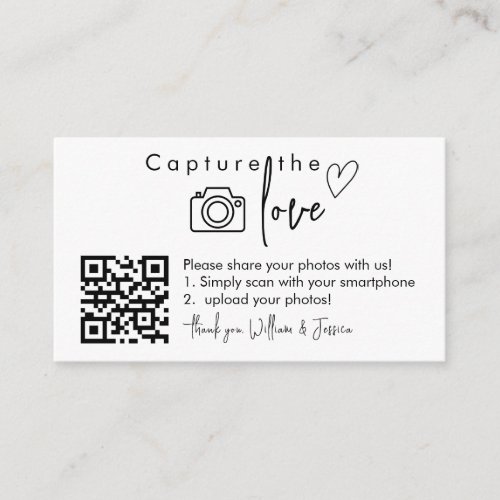 Capture the Love QR Code Wedding Photo Signs Enclosure Card