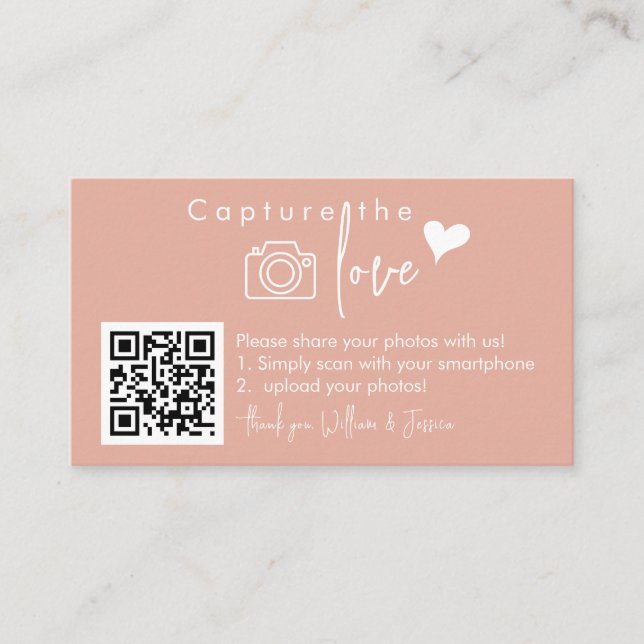 Capture the Love QR Code, Wedding Photo Signs Enclosure Card (Front)