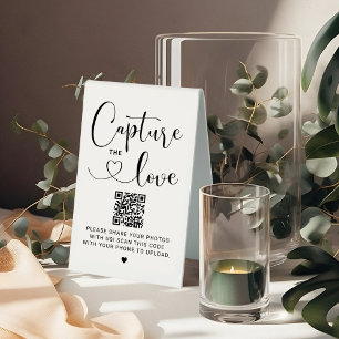 Capture the Love QR Code Wedding Photo Table Tent